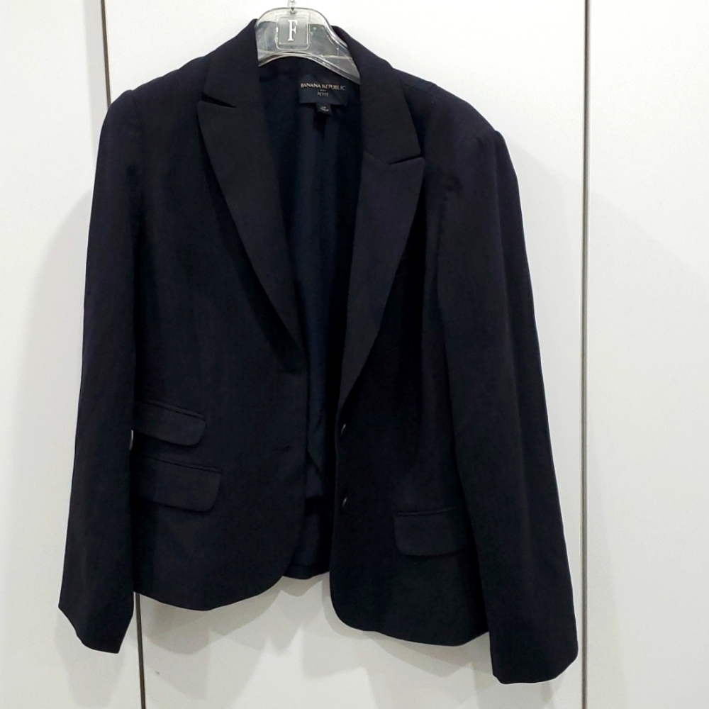 Navy blue pinstrip blazer petite size 12p j1